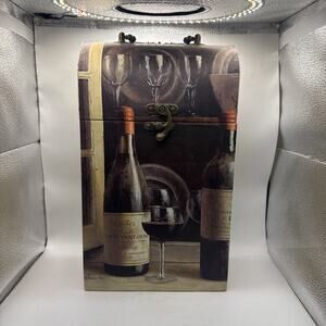 HARD CASE WINE BOX/CARRIER Holds 2 Bottles Tri-Coastal Design, Vintage 2001 #